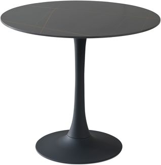 Esstisch >Josh< in schwarz, Keramik, Metall - 75x90cm (HxD)