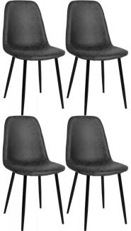 4er Set Esszimmerstühle Napier Kunstleder dunkelgrau