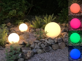 Reality Leuchten LED Solarleuchte, Farbwechsel, LED fest integriert, Warmweiß, 3er Set Solar-kugeln Garten beleuchten, Leuchtkugeln Gartenkugeln RGB