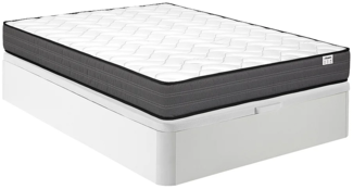 Vente-unique - Komplett-Set - 160 x 200 cm - Bettgestell mit Bettkasten + Taschenfederkernmatratze - Stärke 20 cm - Weiß - AMBRACIE von YSMÉE