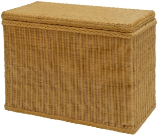 Krines Home Wäschesortierer Rattan Wäschekorb 3 Fächer Wäschesammler Wäschesortierer Unterteilung, mit Deckel und drei Unterteilungen