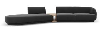 Micadoni Modulares Sofa Miley 4-Sitzer mit 1 Armlehne Links Samtstoff Grau