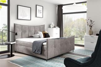 Boxspringbett Schlafzimmerbett FABIEN LUX 120x200 cm Grau inkl. Bettkasten