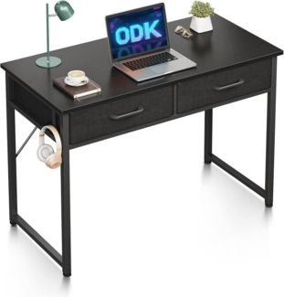 ODK Schreibtisch Schubladen Kopfhörer Halter Büro Wohnzimmer Schwarz 100x40cm