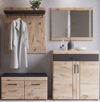 Garderoben-Set >Grano< (4-teilig) Viking Eiche Dekor - 188x195x38 (BxHxT)
