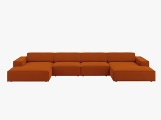 Micadoni Panorama-Sofa Jodie 6-Sitzer Strukturierter Stoff Megan Terrakotta