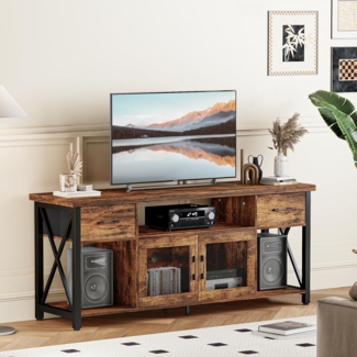 TV Schrank Industrial Stil 140cm Fernsehtisch 2 Schränke Holz Lowboard