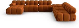 Micadoni Modulares Panorama Ecksofa Bellis 7-Sitzer Rechts Samt Bluvel Terrakotta