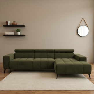 DOMO collection Ecksofa Trento L-Form, mit Kufenfuß oder Einzelfuß, wahlweise mit Kopfteilverstellung, Recamiere links/rechts bestellbar