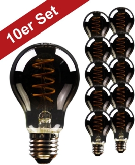 BLULAXA LED-Filament Vintage, E27, 10 St, Extra-Warmweiß, 10er-Set, Rauchglas, superwarmweis