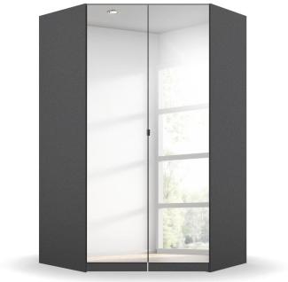Eckschrank CELLE Kleiderschrak grau metallic Spiegel 117x117