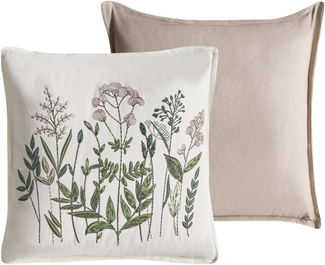 Dekokissen 2er Set FERNA Baumwolle 45 x 45 cm Weiß Beige Blumenmuster