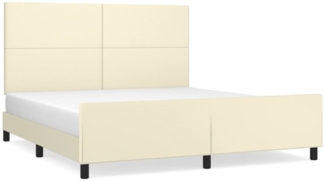 Doppelbett, Polsterbett mit Kopfteil Kunstleder Creme 160x200 cm