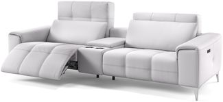 Sofanella Ledercouch SALENTO Kinosofa Kinosessel 2-Sitzer in Weiß XL: 252 Breite x 100 Tiefe