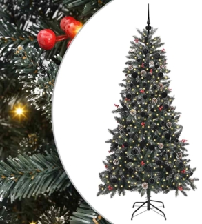 vidaXL Künstlicher Weihnachtsbaum Grün 210 cm PVC, Plastik und Stahl 3395893