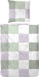 Primera Perkal Bettwäsche 135x200 Karo Ranken flieder grün weiß 133046-56