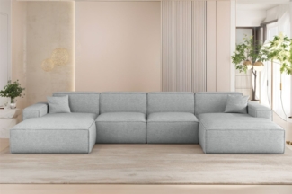 Wohnlandschaft Sofa U-Form CELES PREMIUM in Stoff Artico Hellgrau