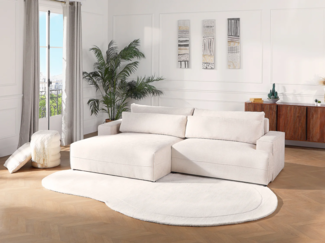 Vente-unique - Ecksofa mit Schlaffunktion - Ecke links - Strukturstoff - Beige - BREGLIO