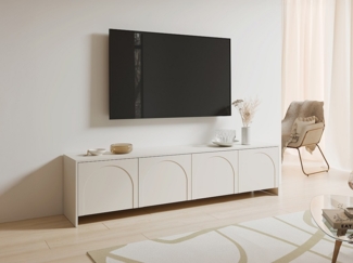 Vente-unique - TV-Schrank mit 4 Türen - Beige - NALYRA von Maison Céphy