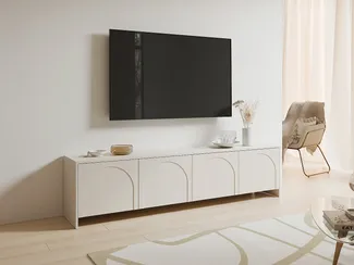 Vente-unique - NALYRA TV unit Holz, Platte Beige - B 40 cm x H 50 cm x L 198 cm