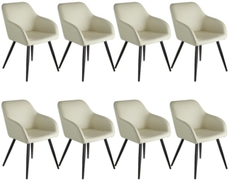 tectake Esszimmerstuhl 8er Set Küchenstuhl Marilyn Stoff, schwarze Stuhlbeine (Set, 8 St), Vielseitig verwendbar und kombinierbar