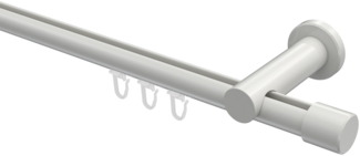 Innenlauf-Gardinenstangen-Set Platon Santo 240 cm (geteilt in 2 x 120 cm), 1-läufig, 20 mm Ø Weiß