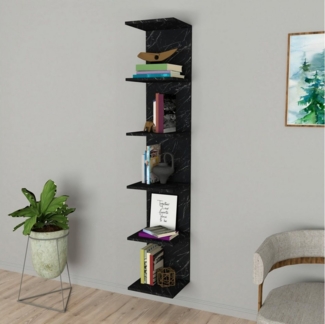 Wandregal Surahammar 95 x 30 x 28 cm Marmoroptik, schwarz [en. casa]