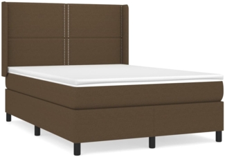 vidaXL Boxspringbett mit Matratze Dunkelbraun 140x200 cm Stoff 3131356