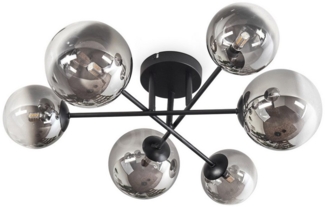 hofstein Deckenleuchte Deckenlampe aus Metall/Glas in Schwarz/Rauchfarben/Klar, ohne Leuchtmittel, Leuchte mit Glasschirmen (12 cm, 15 cm), 6 x G9, ohne Leuchtmittel