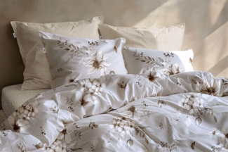 Zo! Home Flanell Bettwäsche 135x200 Elara Grey Blüten Magnolie grau natur