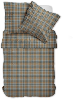 Dormabell Flanell Bettwäsche 155x220 cm Karo kariert blau sand