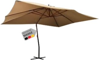 DELUKE® Ampelschirm rechteckig ROOT 400x300cm Taupe UV-Schutz, Kippbar, 360 Grad drehbar Sonnenschirm rechteckig Kurbelschirm Standschirm Sonnenschutz