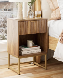 Nachttisch mit Schubladen Holz Stauraum 29x39x61,5cm Nussbaum