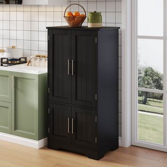 Flieks Hochschrank Küchenschrank mit LED-Sensorlicht mit verstellbaren Regalböden (H120xB60xT40 cm, 1-St) Mehrzweckschrank Buffetschrank mit 2 Türablagen Holzschrank weiß