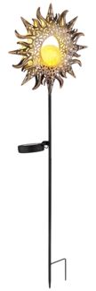 LED Solar-Steckleuchte, Sonne, Crackle-Glas, rost, H 81,5 cm