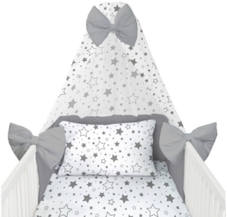 Amilian Babybettwäsche Kinderbettwäsche 100x135 - Kissenbezug 40x60 - Himmel - Babybettwäsche, Vollstoffhimmel, 7 teilig, 100% Baumwolle