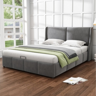 STILVORA Polsterbett Funktionsbett 160x200 Jugendbett hydraulisches Stauraumbett (160x200 CM Ohne Matratze), Moderner, minimalistischer Stil, wunderschöne Atmosphäre.