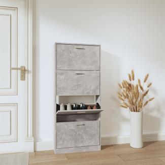 vidaXL Schuhschrank Betongrau 59x17x150 cm Holzwerkstoff 342521