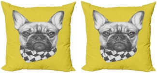 Abakuhaus Kissenbezüge Modern Accent Doppelseitiger Digitaldruck, (2 Stück), Bulldogge Französisch Rasse Retro-Stil