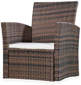 Lounge Sessel aus Poly Rattan Garten Terrassen Sessel Gartenstuhl Braun Stuhl