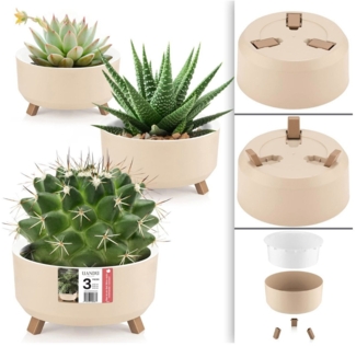 uandu home Blumentopf Set 3 Größen, Plant Pot, übertopf, Flower Pot, Pflanzkübel (Pflanztöpfe, Blumentöpfe, Blumentopf Gross, Pflanzentopf Groß, BPA frei Kunststoff Blumenständer fürs Zuhause)
