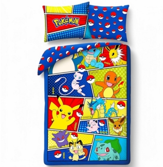 POKÉMON Bettwäsche mit Reißverschluss, Baumwolle, 2 teilig, Wendebettwäsche 135-140 x 200 cm