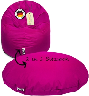 PATCH HOME 2 in 1 Sitzsack Sessel – Ø145 cm – Himbeere, bequemer Sitzsack aus Luxus-Polyester-Gewebe, bereits befüllt