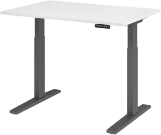 bümö elektrisch höhenverstellbarer Schreibtisch 120x80 cm in weiß, Gestell graphit - Sitz & Stehschreibtisch mit Memoryfunktion, elektrischer Stehtisch & Gaming Tisch, XMKA-Serie, XMKA12-W-G