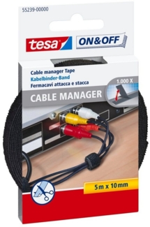 tesa Klett-Klebeband ON & OFF Klett Kabelbinder Universal (Packung) Klett-Kabelbinder zur Kabelaufbewahrung - zuschneidbar - 10 mm x 5 m