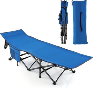 KOMFOTTEU Feldbett Campingbett klappbar mit Seitentasche & Tragetasche, bis 272 kg belastbar