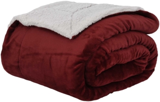 Überwurfdecke, Wohndecke Bordeauxrot 220x240 cm Fleece
