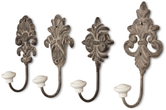 Levandeo® Garderobenhaken, 4tlg. Haken Set Wandhaken Wandgarderobe Garderobe Metall Shabby