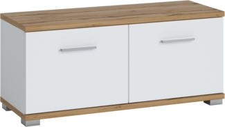 Garderobenbank Halver / Hola , Holzwerkstoff , Weiß, Holzfarben , 90 x 40 x 34 cm
