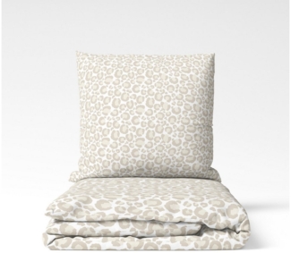 MTOnlinehandel Bettwäsche Leo Adventure in Renforcé, Weiß/ Beige/ Braun • Animal, 100% Baumwolle, 2 teilig, Bettwäsche- Set im Leo Look • Safari • Leopard